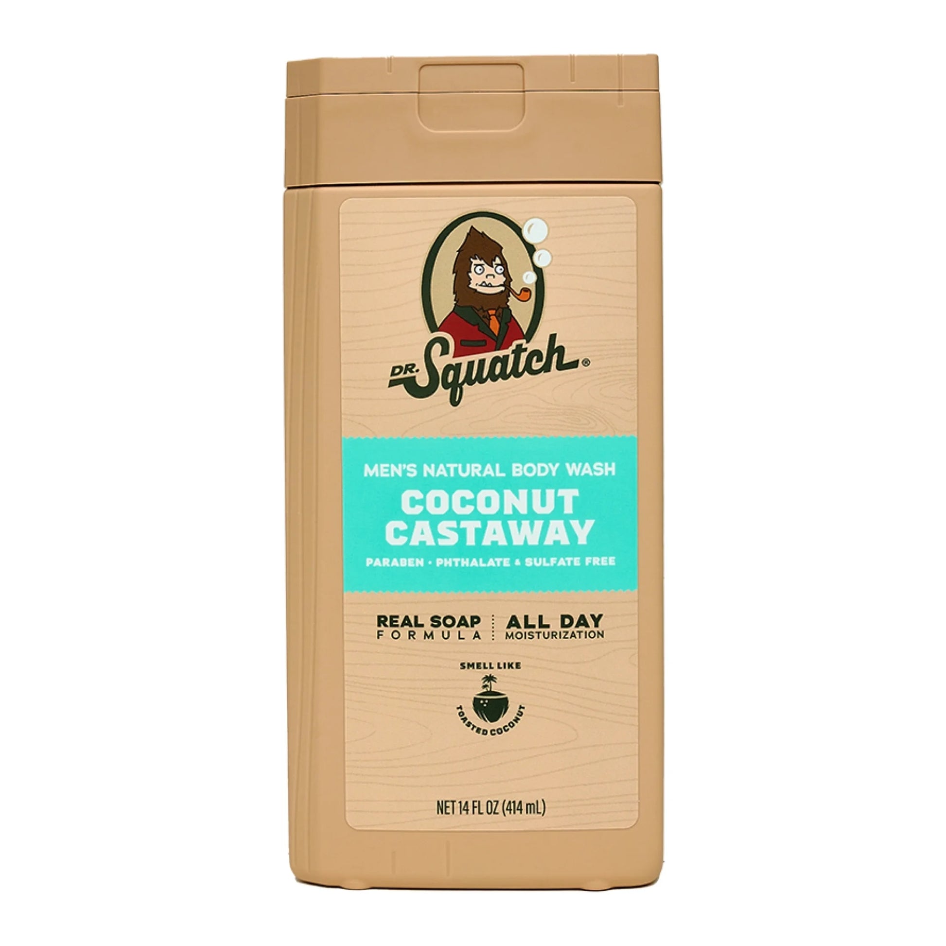 Coconut Castaway Natural Body Wash for Men, 14 Fl Oz