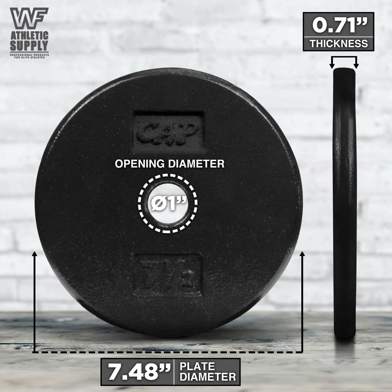 Black Standard Solid Cast Iron Weight Plates 1-Inch Center Hole for Standard Barbell & Dumbbell Handles Size Available in 1.25/2.5/5/7.5/10/12.5/25 & 50 LB Multiple Options