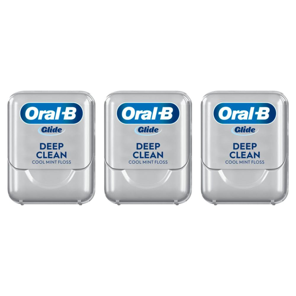 Glide Dental Floss, Shred Resistant, Gentle on Gums, Natural Wax, Slides Smoothly, Deep Clean Cool Mint Flavor, 40 M, 3 Count