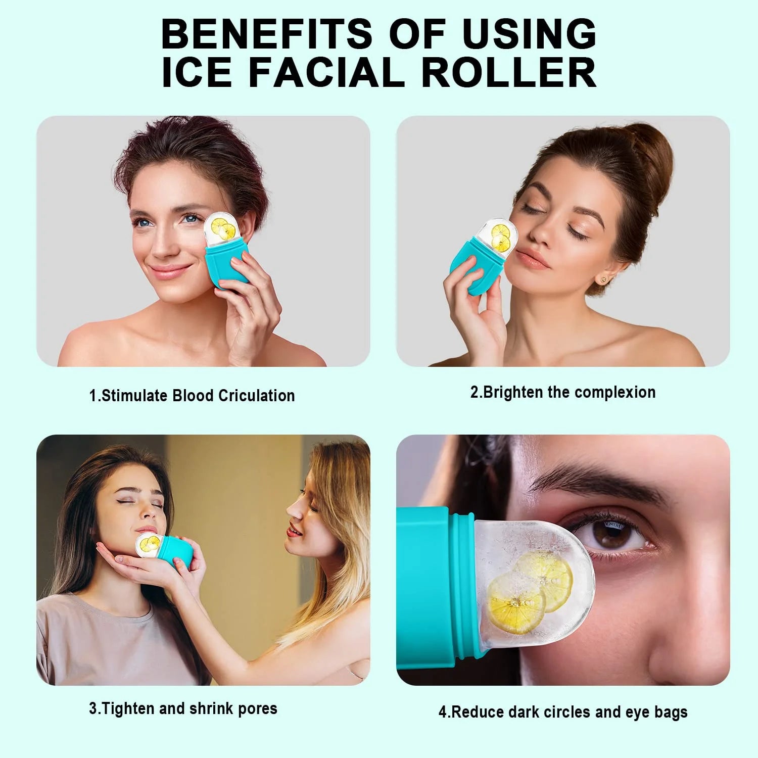 Ice Roller for Face and Eye - Upgrated Ice Facial Roller Massage Shrink Pore Skin Care Tools Reusable Ice Stick Remove Dark Circle Ice Face Mold Sphere for Brighten Lubricate Fine Lines