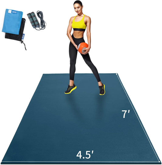 Extra Large Exercise Mat for Home Gym, 8'X4.5'/7'X4.5'/6'X4.5'(7Mm) Workout Mats for Gym Flooring, Non-Slip, Extra Thick Durable Cardio Mat, Ideal for Plyo, Weights, MMA, Jump Rope -Shoe Friendly