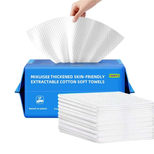 Disposable Face Towels,  Thick and Soft Face Towels. 100% Pure Cotton, Super Thick 130%. Suitable for Makeup Removal and Cleansing, and Applicable to Sensitive Skin. (100 Pieces)