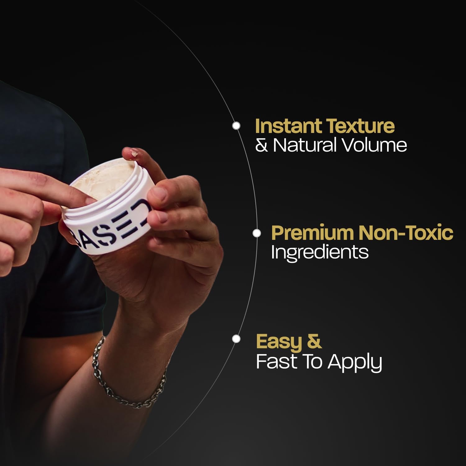 BASED Hair Clay for Men, Premium Hair Clay with Strong Hold, Texturizing Finish, & Low Shine, Hair Styling for Medium, Thick, Straight, or Wavy Hair, Santal Sandalwood Fragrance (3Oz Pack of 1)
