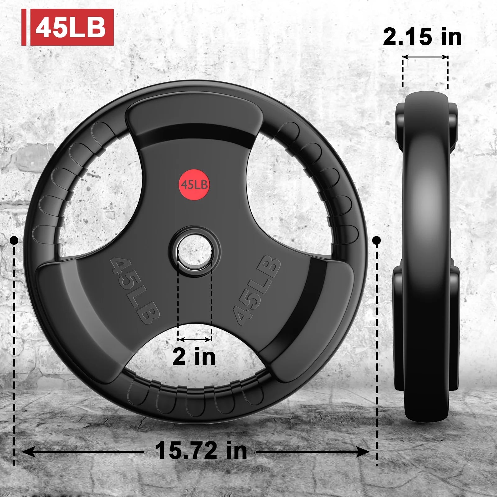 160Lbs Weight Plates 2 Inch Rubber Coated Olympic Weight Plate for Strength Training & Weightlifting in Home Gym, Solid Cast Iron Bumper Plates for Barbell