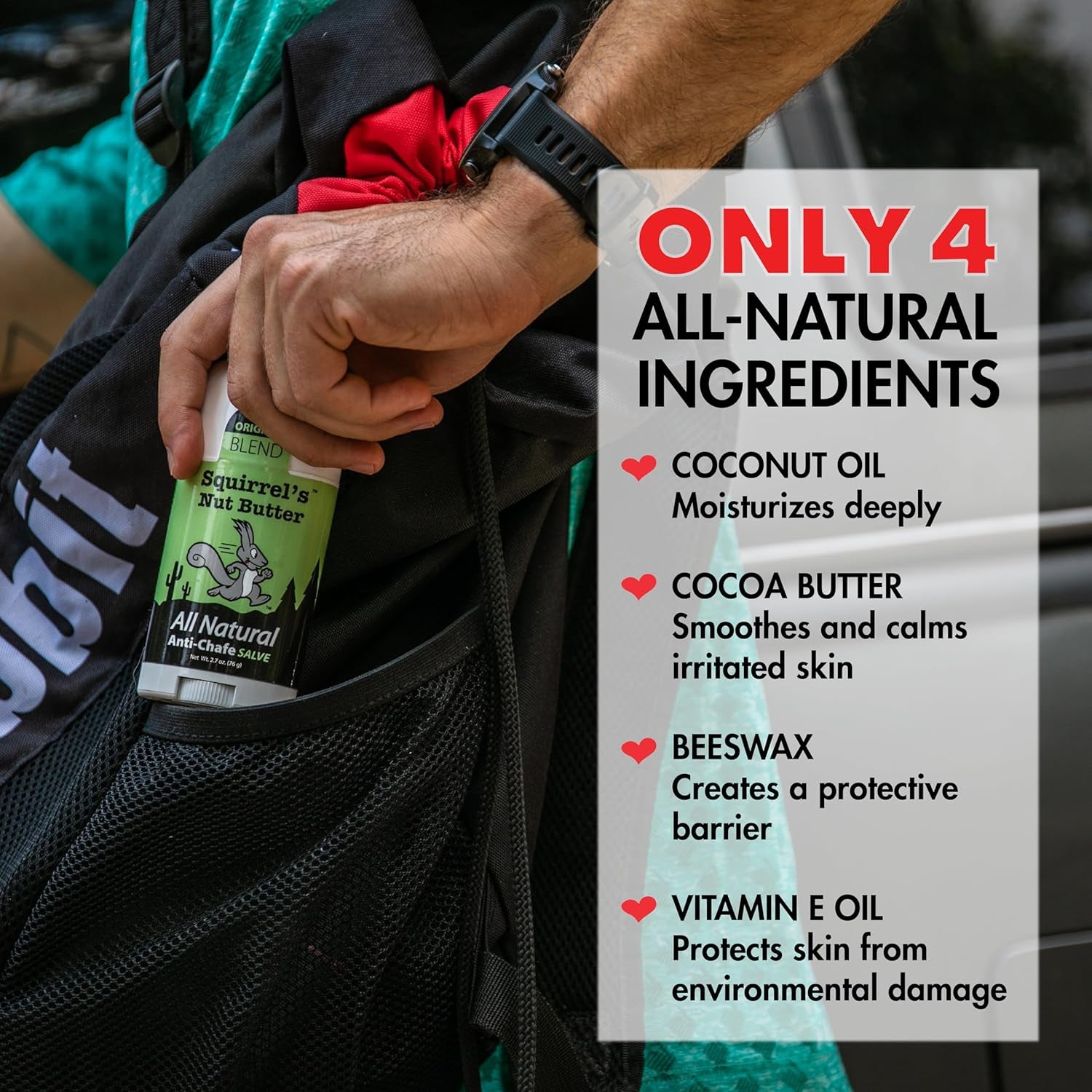 anti Chafe Stick | All Natural Chafe Prevention & Skin Care for Athletes, Runners & Adventurers | Thighs, Arms, Pack Straps & More | 1.7 Oz