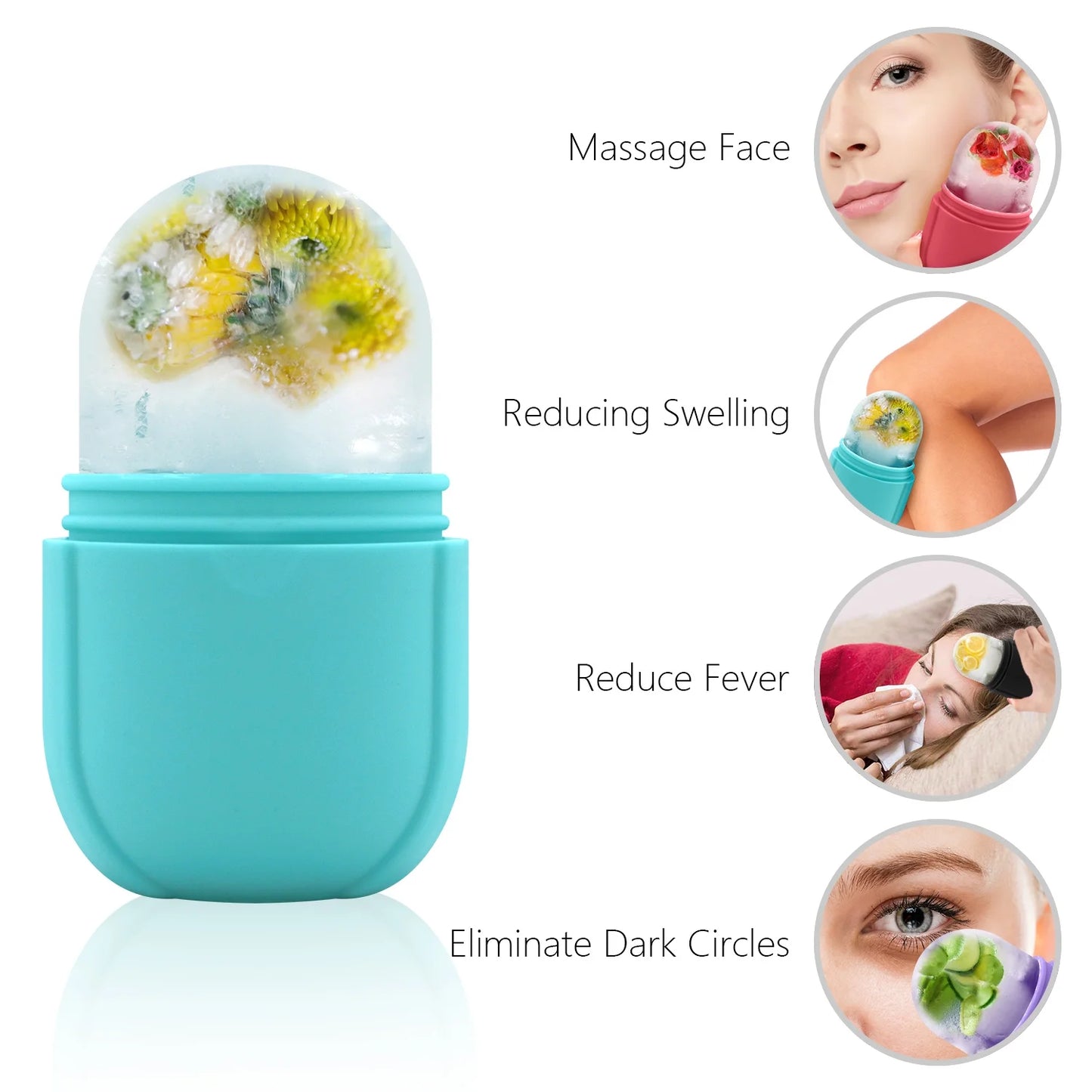 Ice Roller for Face,  Ice Face Roller for Eyes, Guasha,Diy Silicone Ice Mold for Face Massager, Facial Beauty Ice Roller Skin Care Tools,Roller for Face&Eyes,Remove Fine Lines(Black)