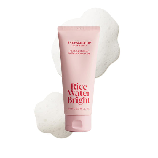 Rice Water Bright Foaming Facial Cleanser with Ceramide, Gentle Face Wash for Hydrating & Moisturizing, Vegan Face Cleanser, Makeup Remover, Korean Skin Care for All Skin Types, 150Ml