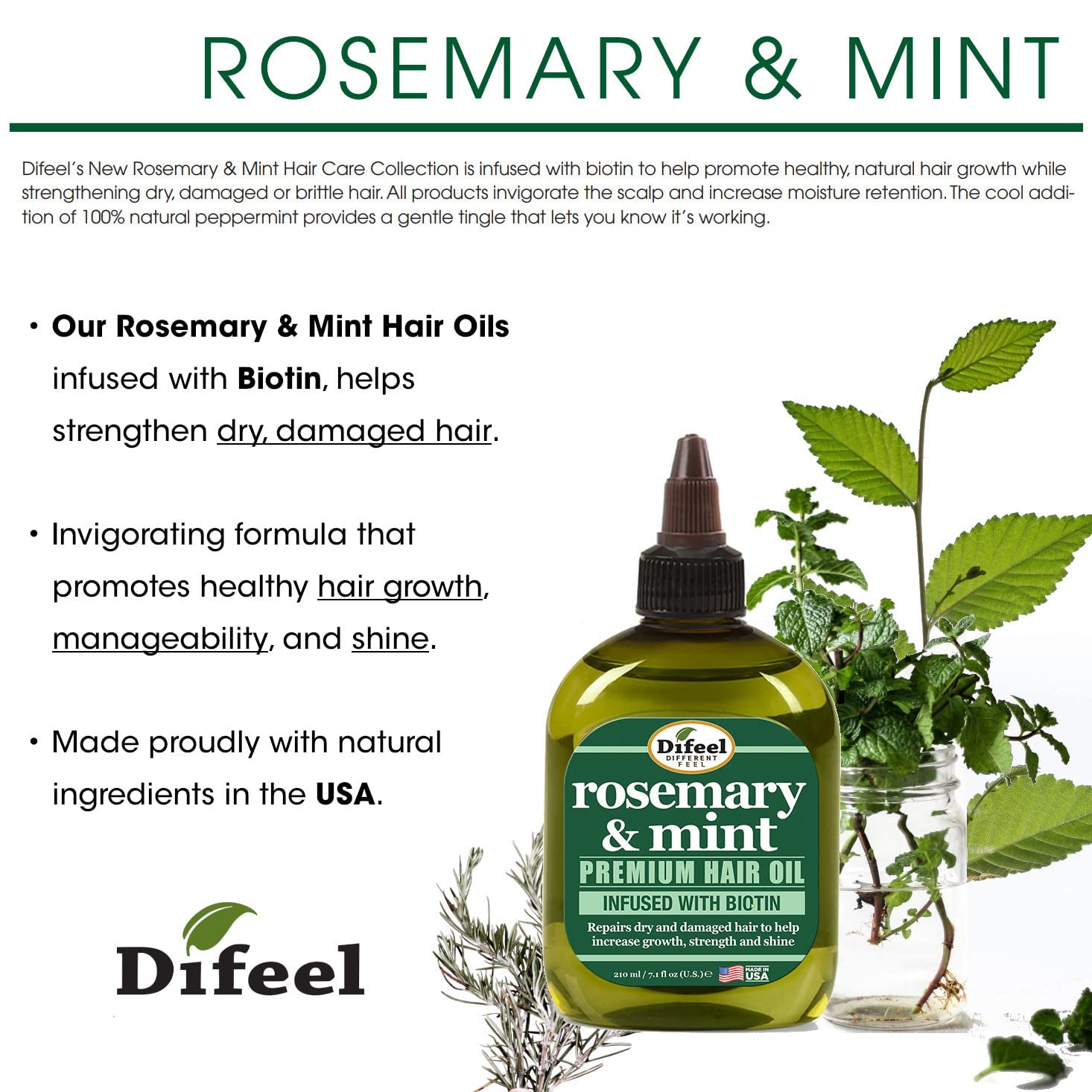 Rosemary and Mint Premium Hair Oil with Biotin 7.1 Oz. - Natural Rosemary Oil for Hair Growth & Biotin