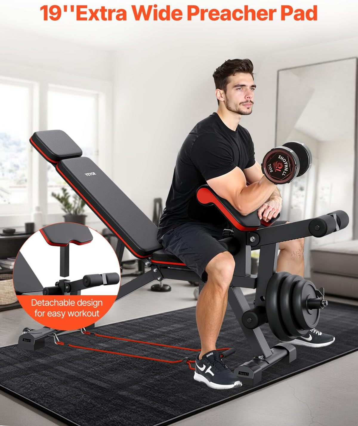 Weight Bench Sit up Bench for Home Gym Strength Training Workout Adjustable