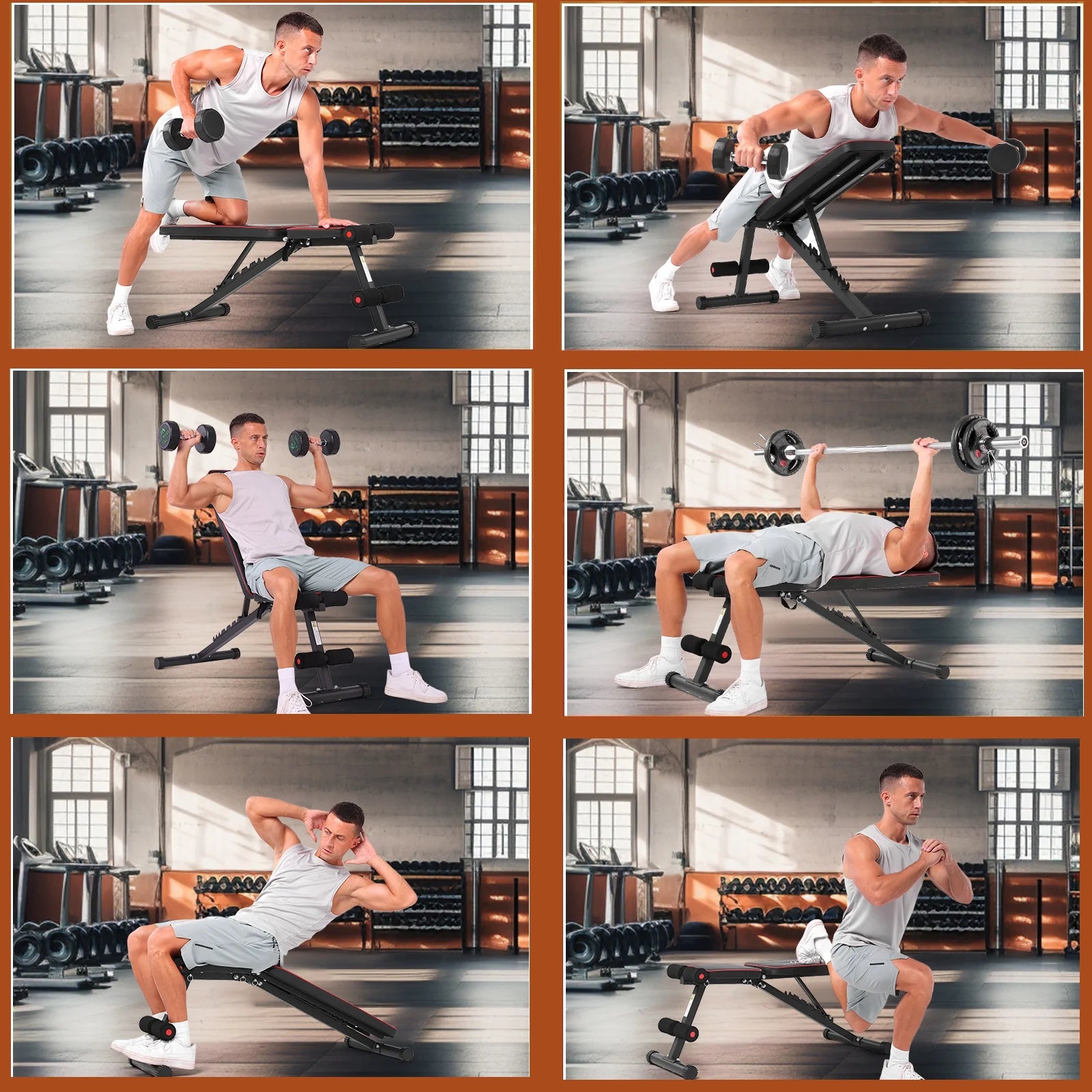 660LBS Foldable Weight Bench for Home Gym, Workout Bench Press with Fast 8 Adjustable Backrests, Incline/Flat/Decline Olympic Bench for Full Body Strength Training