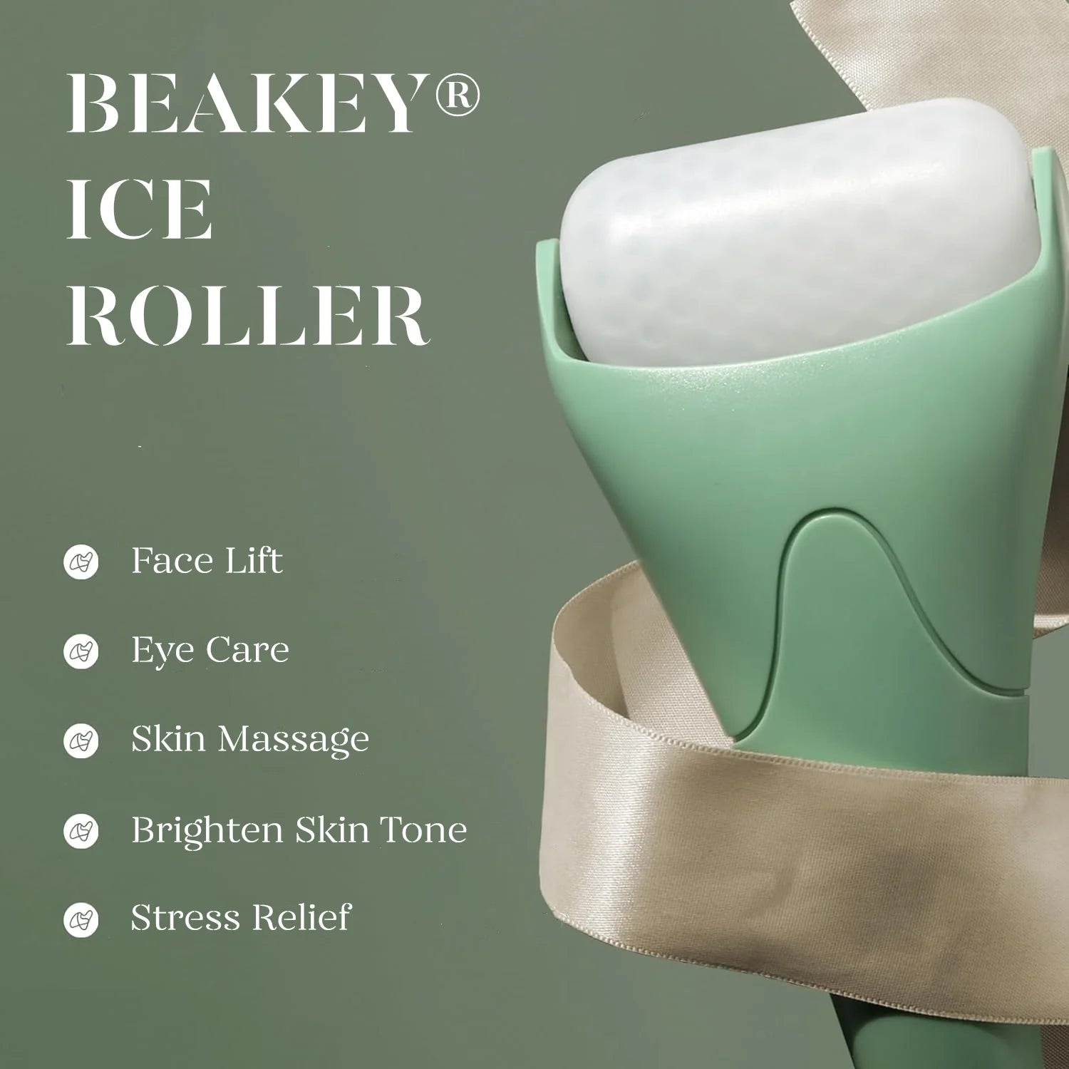 Ice Roller for Face with Gua Sha, Cryotherapy Face Roller Facial Skin Care Massager, Green