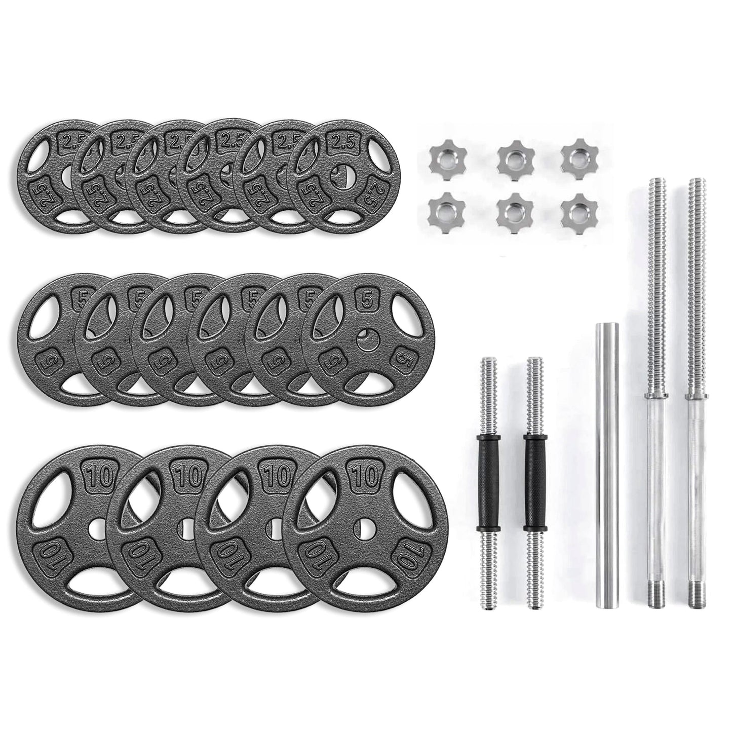 100LB Black Cast Iron Standard Weight Plate Sets, Used as Both Dumbbell and Barbell,1-Inch Holes Fit Standard Sized Bar