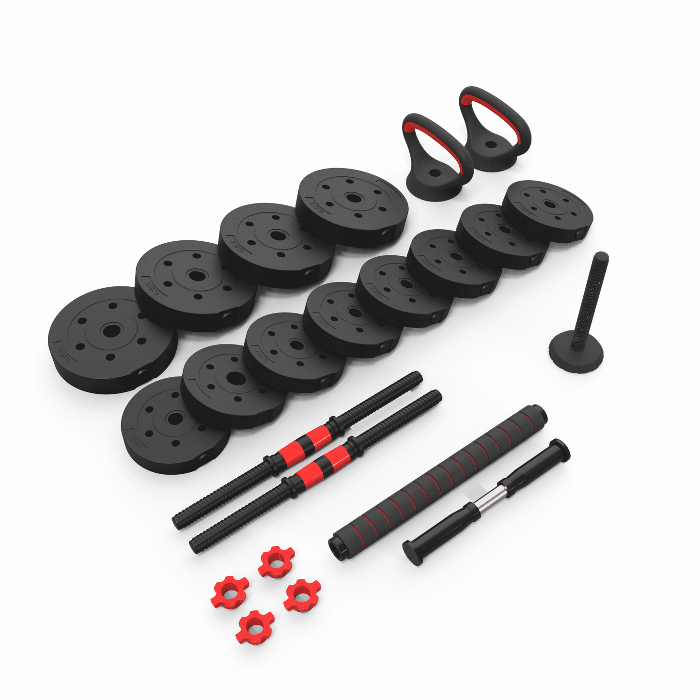 45 Lb Adjustable Dumbbell Set, 5-In-1 Workout Set with Barbell, Adjustable Kettlebell, Push-Up Handles & Ab Roller for Home Gym Training