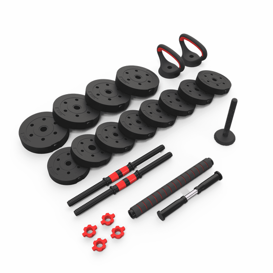 45 Lb Adjustable Dumbbell Set, 5-In-1 Workout Set with Barbell, Adjustable Kettlebell, Push-Up Handles & Ab Roller for Home Gym Training