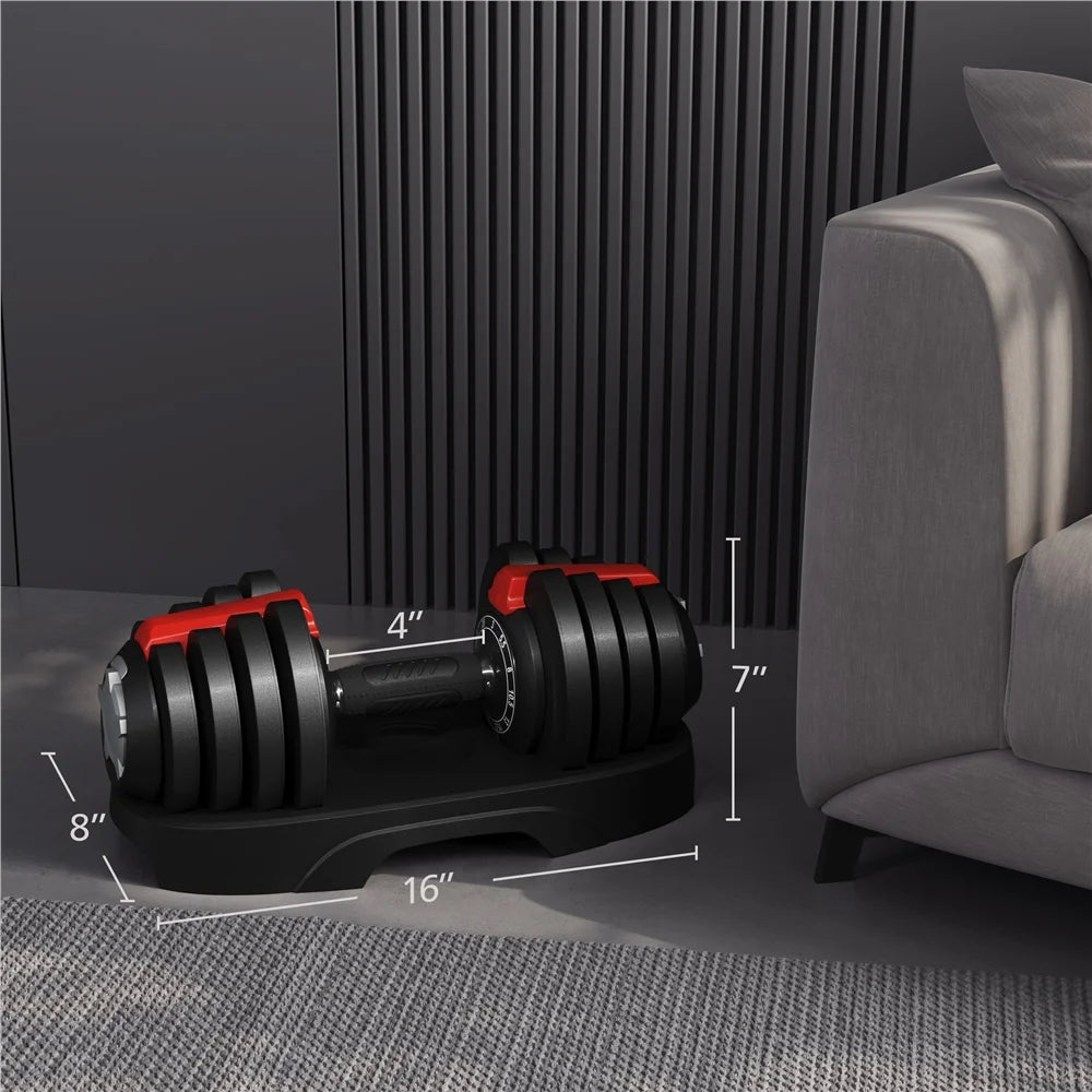 11-In-1 Adjustable Dumbbell Weight for Home Gym, Black & Red