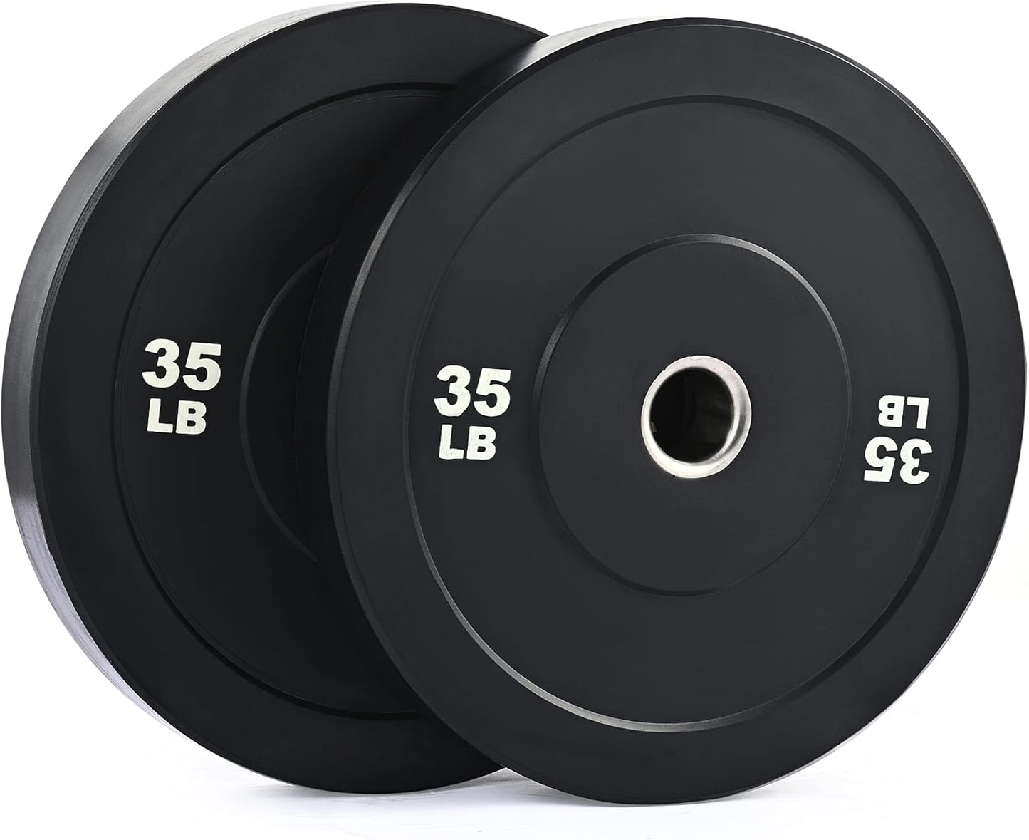 Weight Plate Set of 2, Twin 2" Bumper Plates for Strength and Training Fitness, Olympic Weight Set with Rubber Barbell Dumbbell Plates Stainless Steel Inserts for Pro or Home Gyms