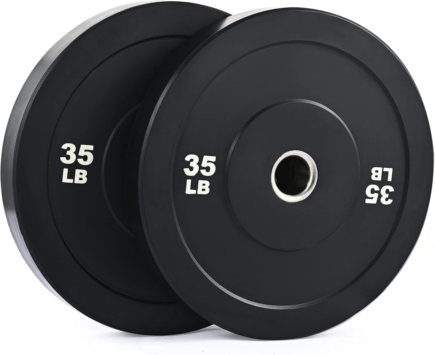 Weight Plate Set of 2, Twin 2" Bumper Plates for Strength and Training Fitness, Olympic Weight Set with Rubber Barbell Dumbbell Plates Stainless Steel Inserts for Pro or Home Gyms