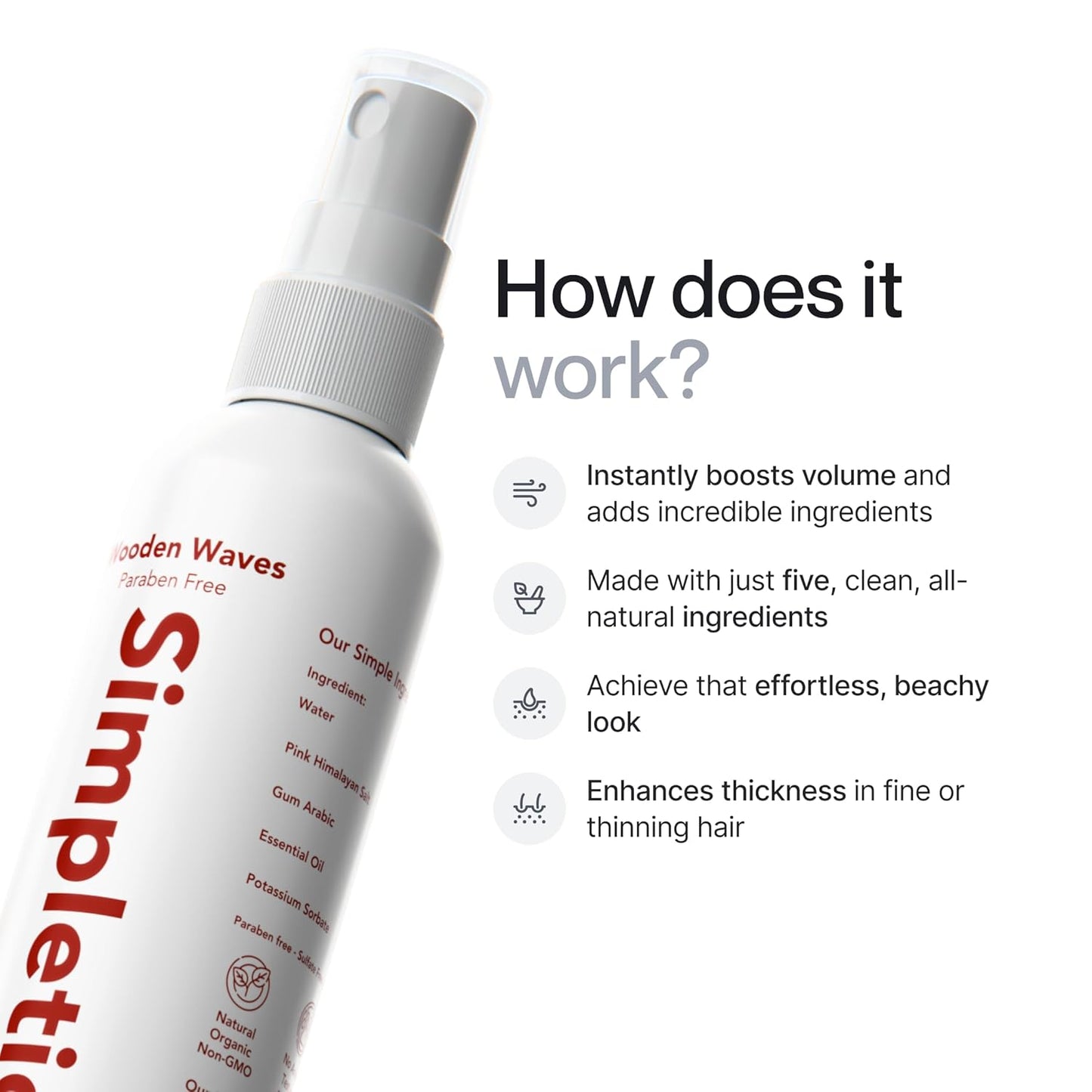 Himalayan Sea Salt Spray for Straight & Wavy Hair - All Natural, 5 Ingredient, Texturizing & Volumizing Product - Vanilla Scented - Adds Volume, Texture, Beach Look to Men & Women, 237Ml...