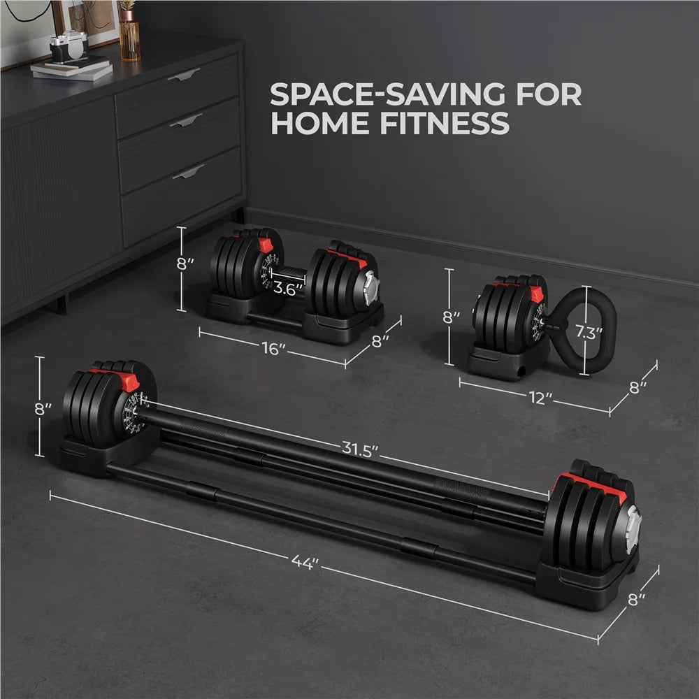 40Lbs Adjustable Dumbbell Weight Set with Anti-Slip Handle, Black
