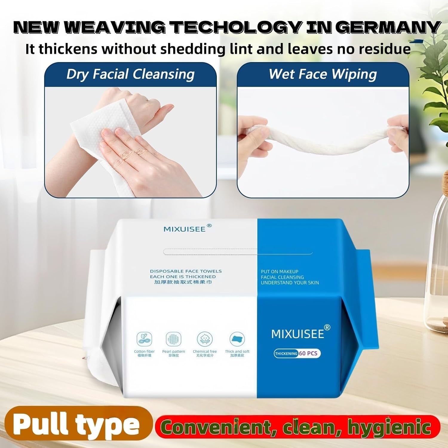 Disposable Face Towels,  Thick and Soft Face Towels. 100% Pure Cotton, Super Thick 150%. Suitable for Makeup Removal and Cleansing, and Applicable to Sensitive Skin. (Extra Thick 150 Pieces)