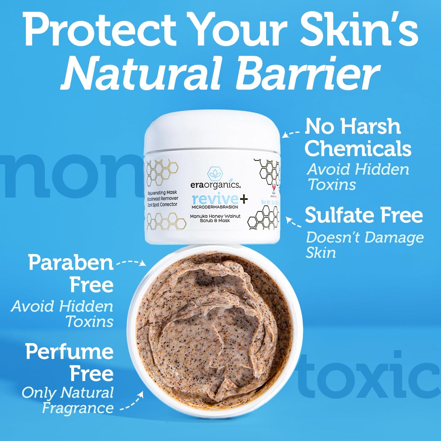 Microdermabrasion Facial Scrub & Face Exfoliator - Spa Quality Exfoliating Mask with Manuka Honey plus Walnut for Blackheads, Buildup, Wrinkles 2Oz