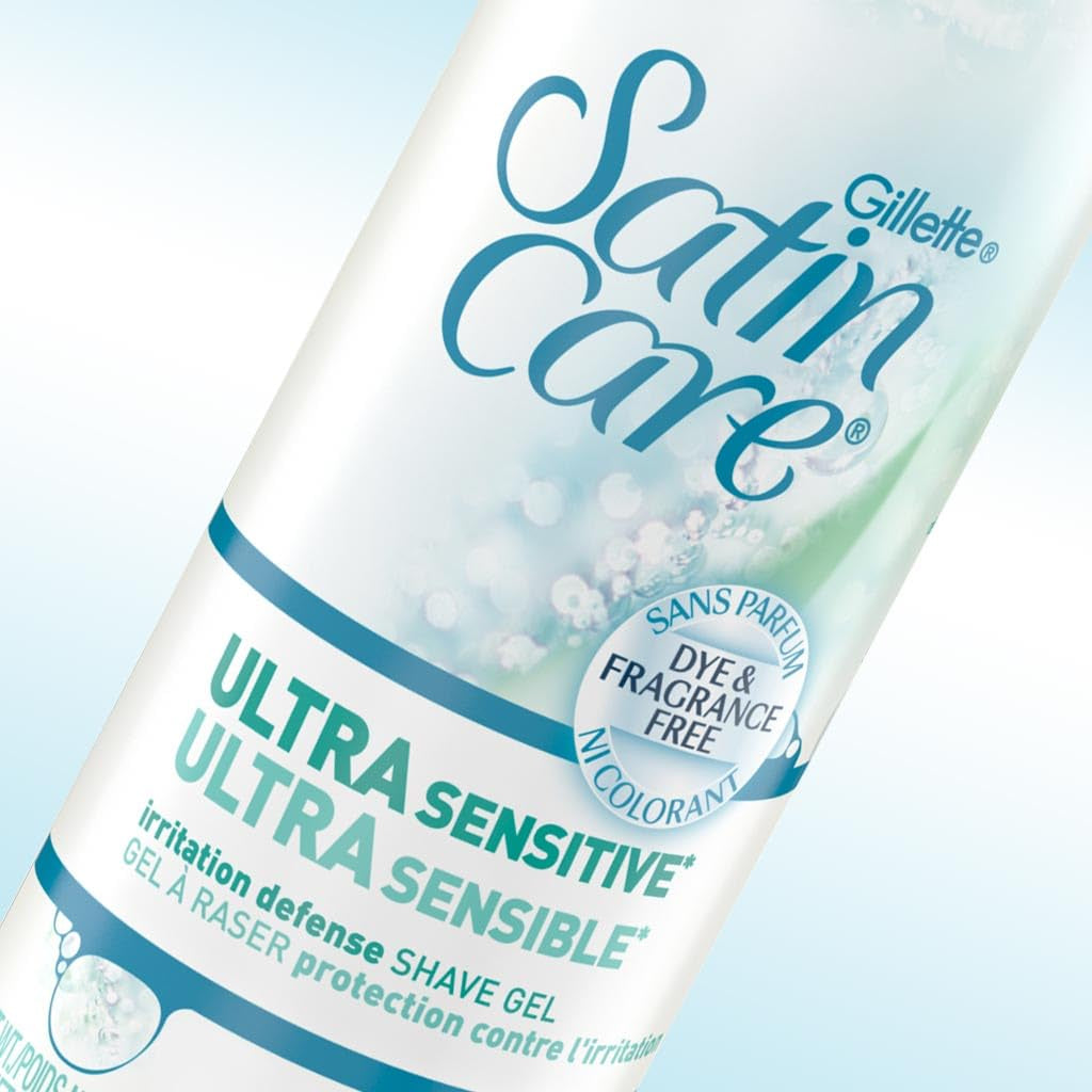 Satin Care Ultra Sensitive Shave Gel for Women, Pack of 2, 7Oz Each, Frangrance Free