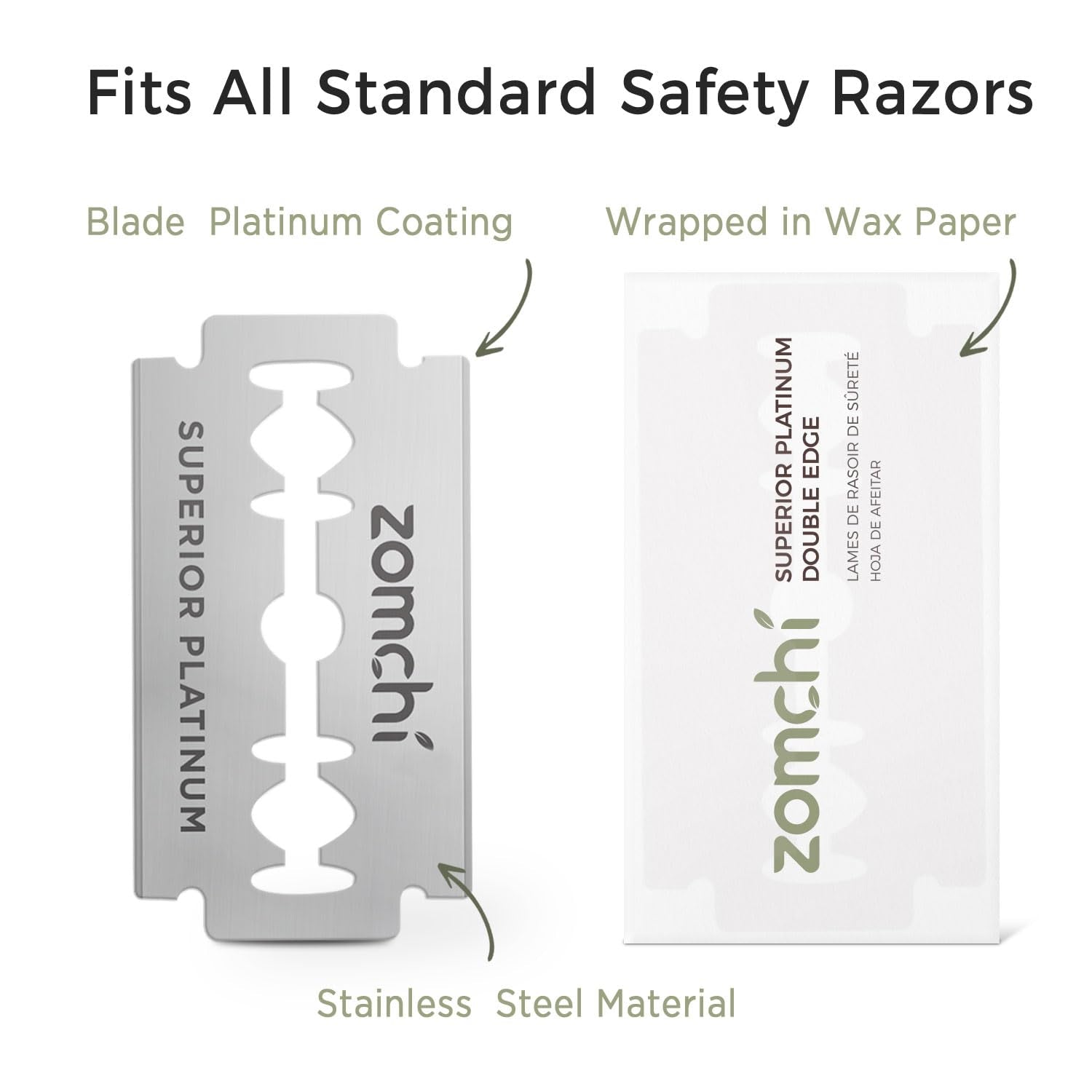 Double Edge Razor Blades, 60 Counts Safety Razor Blades for Shaving, Platinum Stainless Steel Shaving Blades for Men and Women, Fits All Standard Double Edge Razors