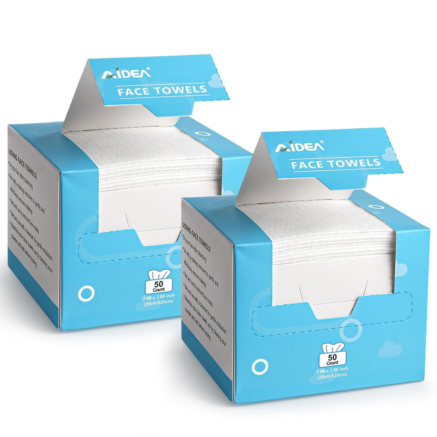 Face Towels Disposable-100Ct (2 Box), Clean Facial Towelettes for Sensitive Skin, Cleansing Wipes for Makeup Removing, Nursing, Travel, Dry Wipes Face Cloths