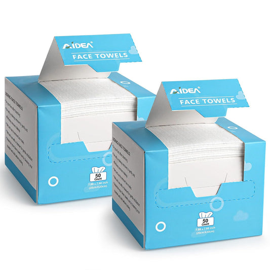 Face Towels Disposable-100Ct (2 Box), Clean Facial Towelettes for Sensitive Skin, Cleansing Wipes for Makeup Removing, Nursing, Travel, Dry Wipes Face Cloths