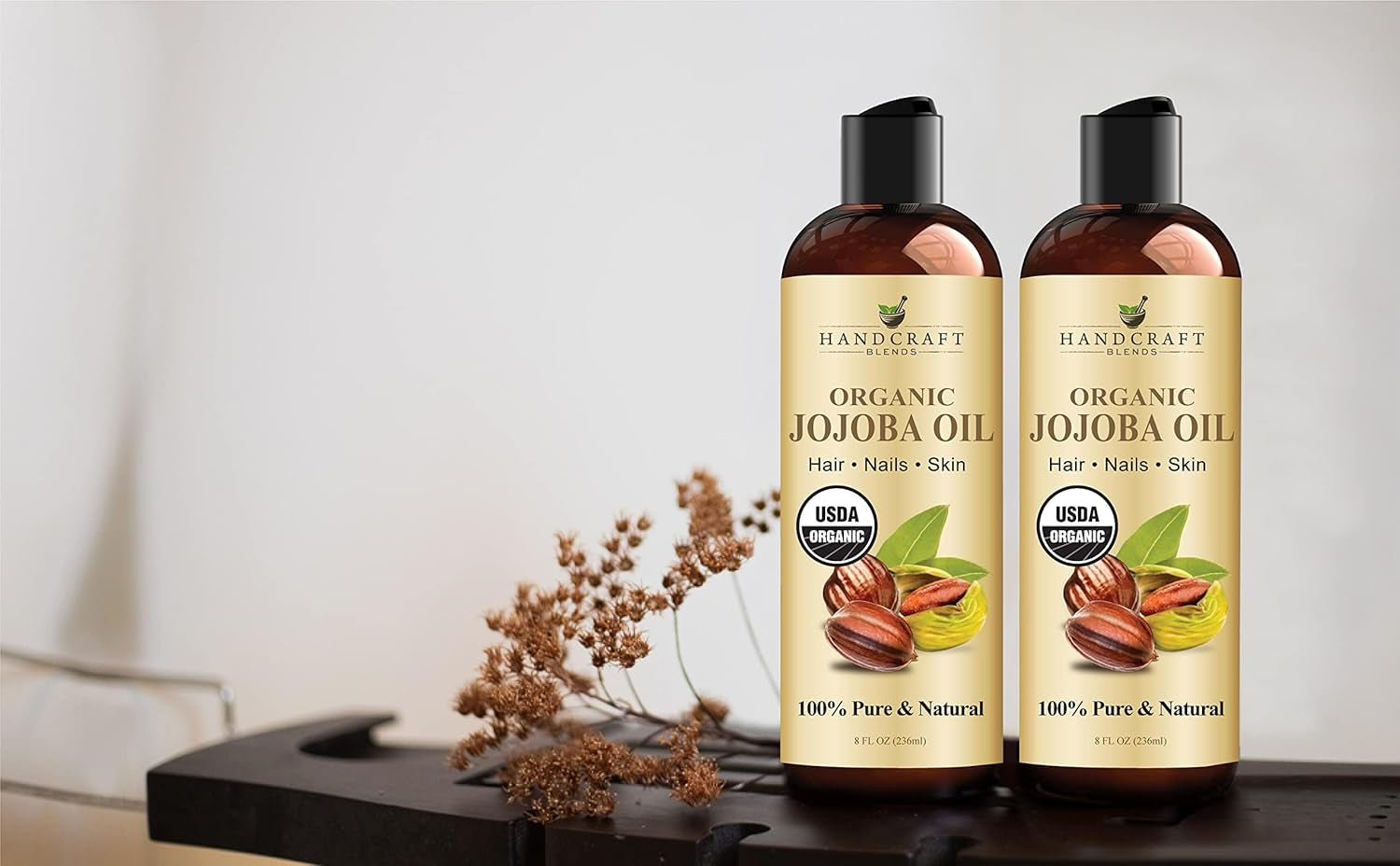 USDA Organic Jojoba Oil | Cold-Pressed | 8 Fl Oz | 100% Pure & Natural | for Hair, Skin & Face | Premium Grade Carrier Oil | for Massage & Aromatherapy | Hexane-Free