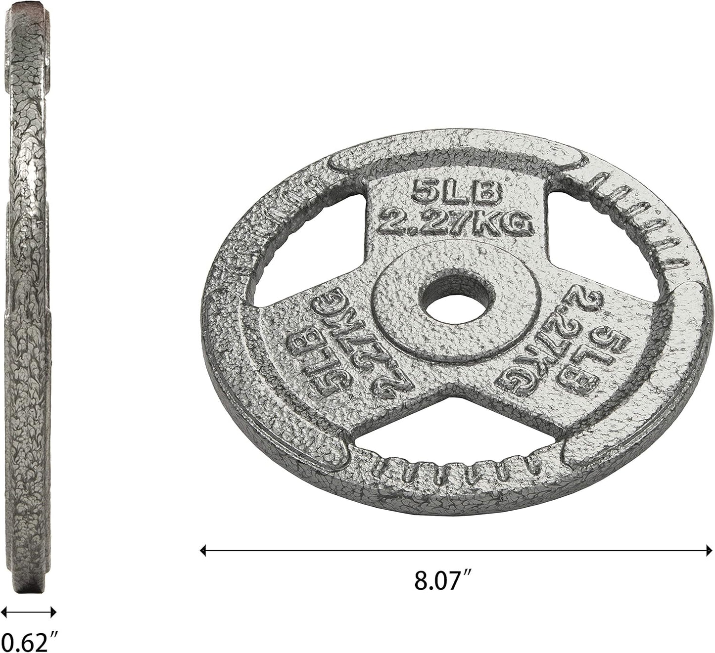 Cast Iron Plate Weight Plate for Strength Training and Weightlifting, Olympic or Standard, Multiple Sizes