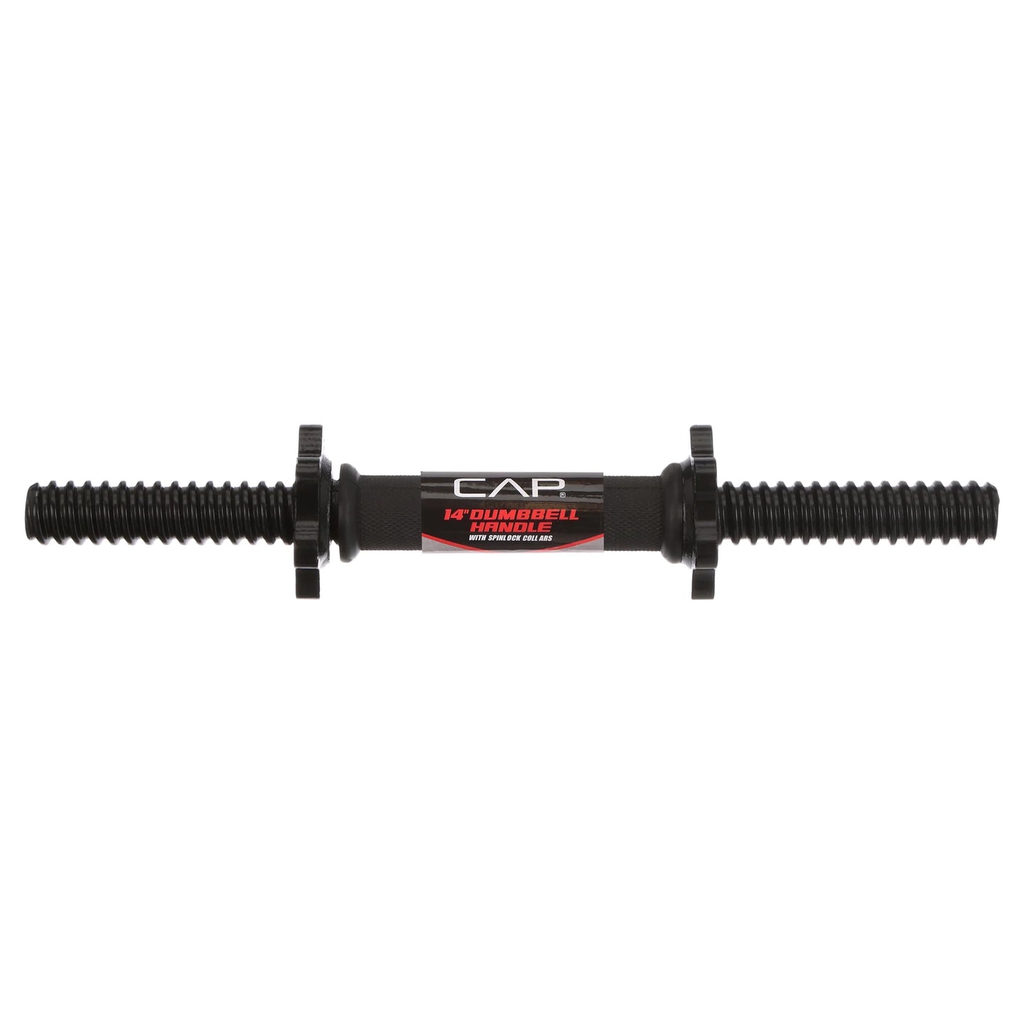 Barbell Standard 14" Dumbbell Handle with Spinlock Collars, Single, Black
