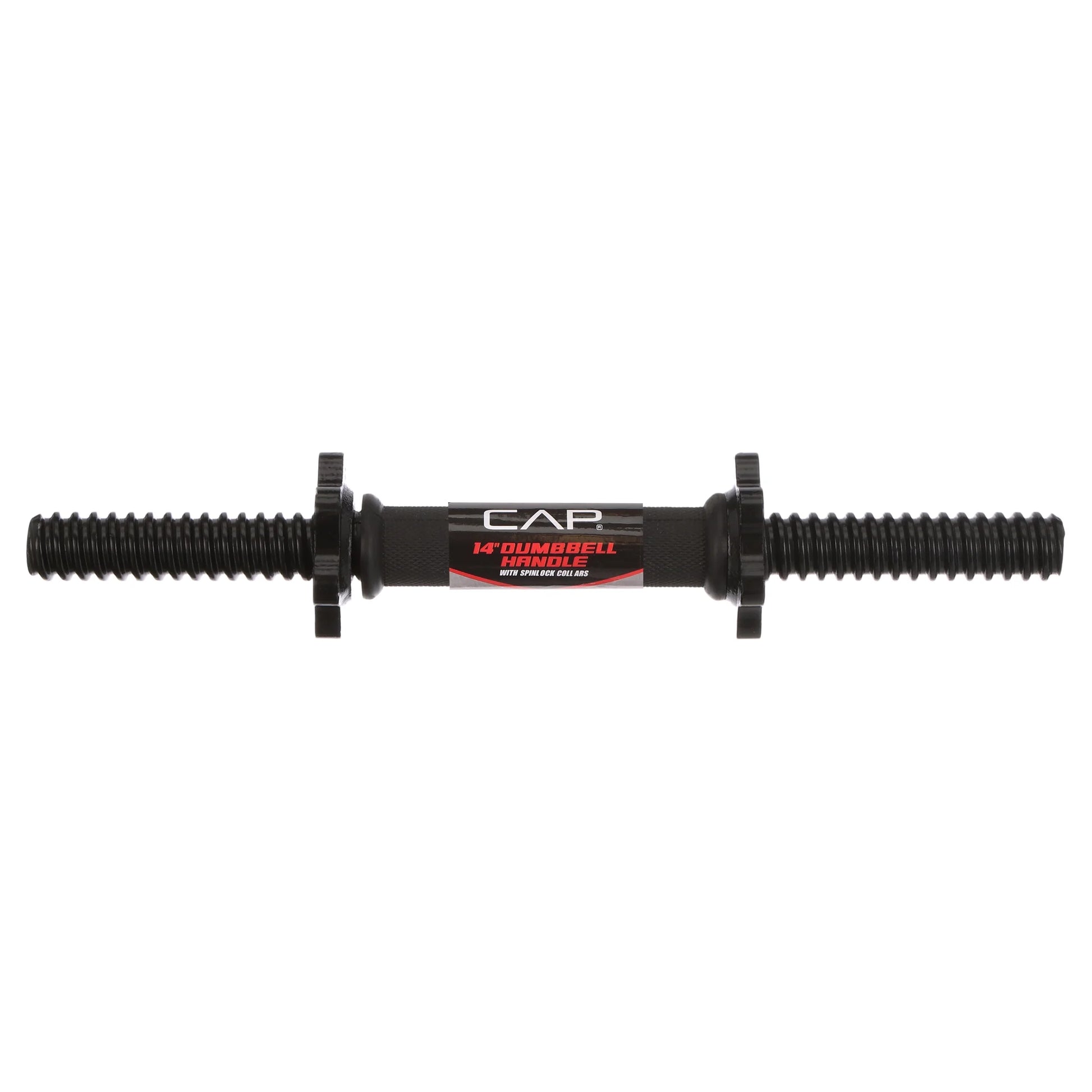 Barbell Standard 14" Dumbbell Handle with Spinlock Collars, Single, Black