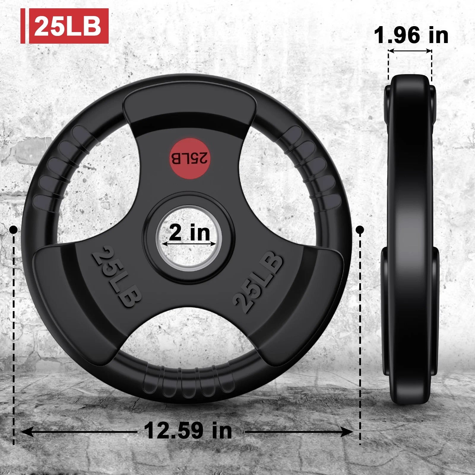 160Lbs Weight Plates 2 Inch Rubber Coated Olympic Weight Plate for Strength Training & Weightlifting in Home Gym, Solid Cast Iron Bumper Plates for Barbell