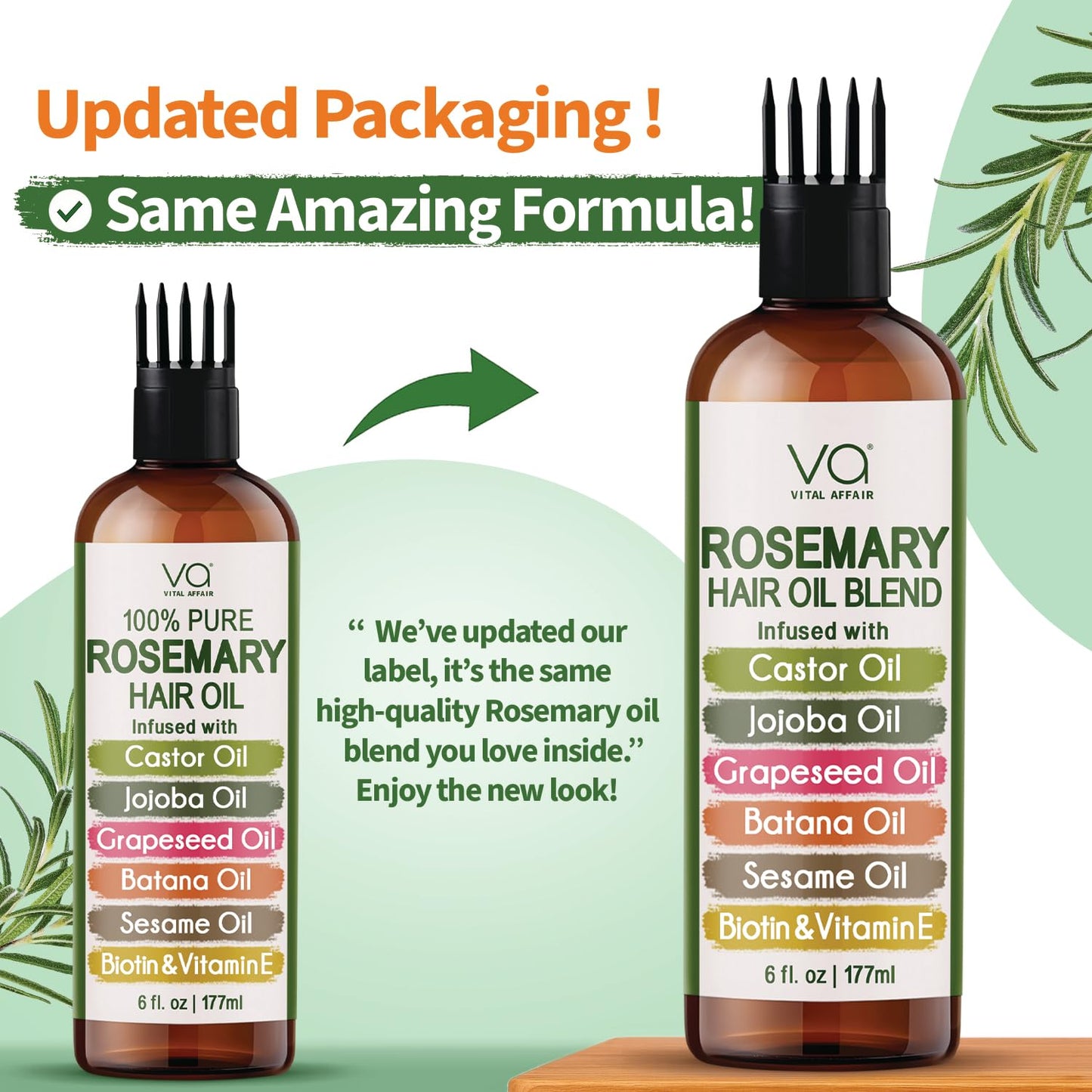 Blend of Pure Rosemary Oil for Hair Growth with Castor, Batana, Jojoba Oil-Infused with Biotin & Vitamin E-Blend of Effective Hair Oils for Hair Growth-Strengthening Treatment 6 Fl Oz