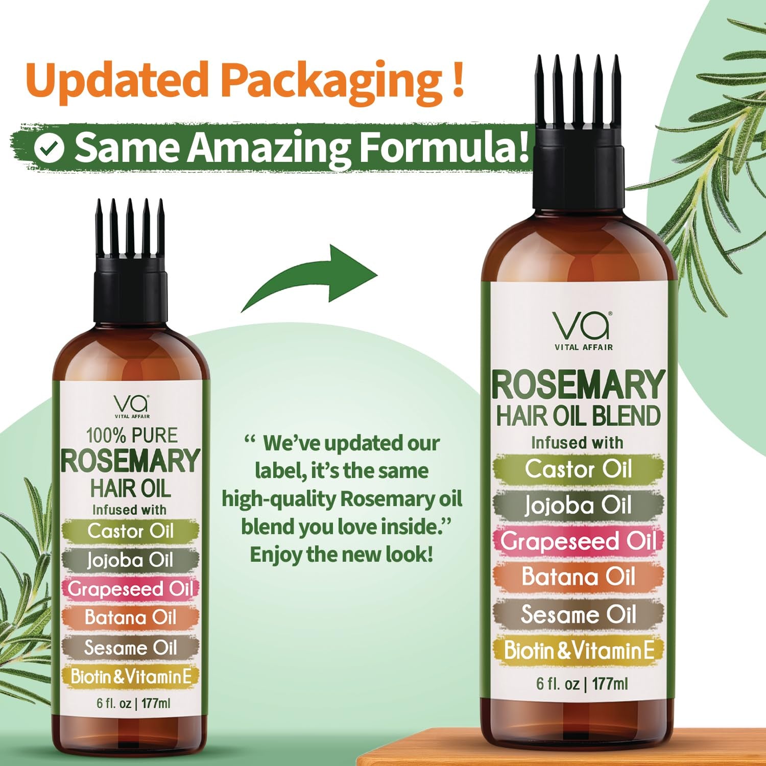 Blend of Pure Rosemary Oil for Hair Growth with Castor, Batana, Jojoba Oil-Infused with Biotin & Vitamin E-Blend of Effective Hair Oils for Hair Growth-Strengthening Treatment 6 Fl Oz