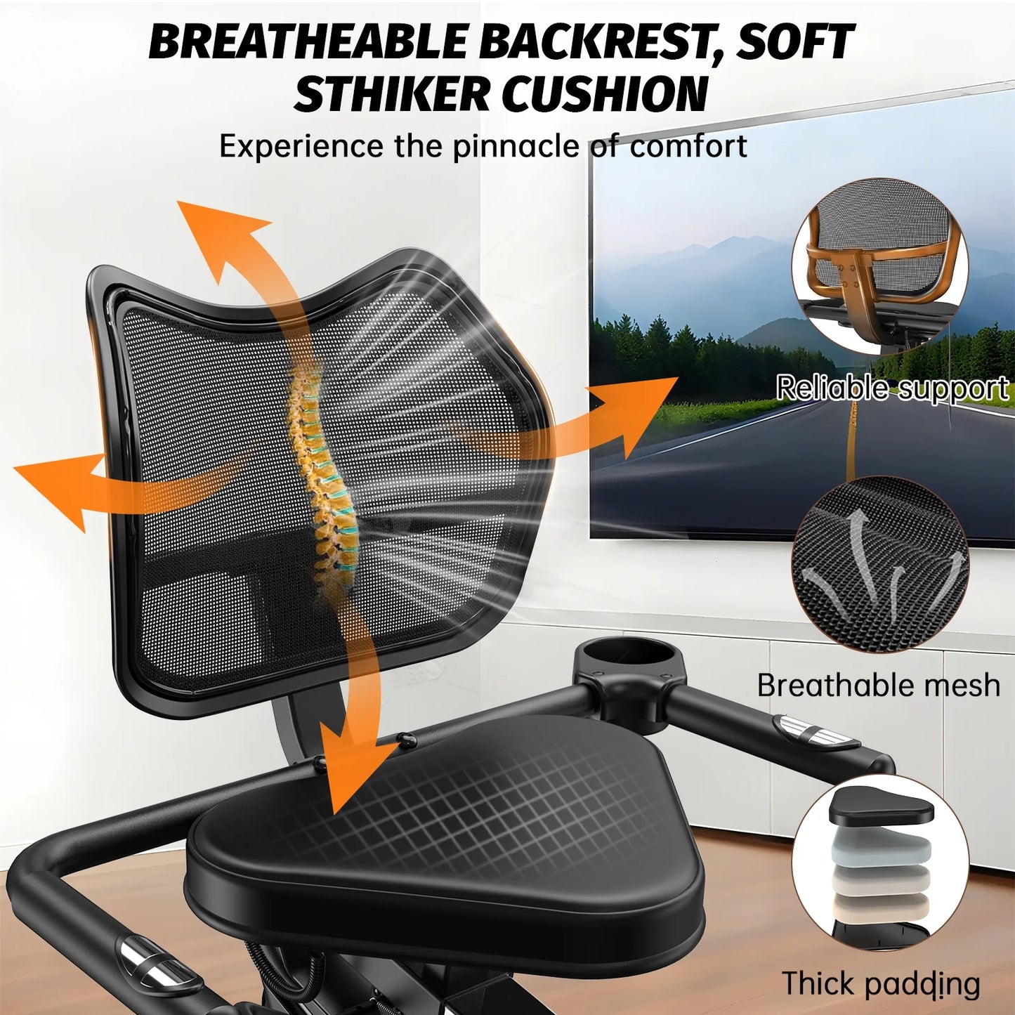 Magnetic Build-In Bluetooth Recumbent Exercise Bike with Adjustable and Comfortable Seat, Light Commercial Stationary Bike with Arm Workout for Adult/Seniors Home Exercise, 400LBS
