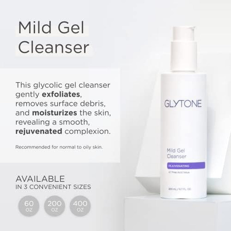 Mild Gel Cleanser - Exfoliating Face Wash for Normal to Combination Skin - with 4.7% Pure Glycolic Acid - Vegan & Fragrance-Free - 6.7 Fl. Oz.