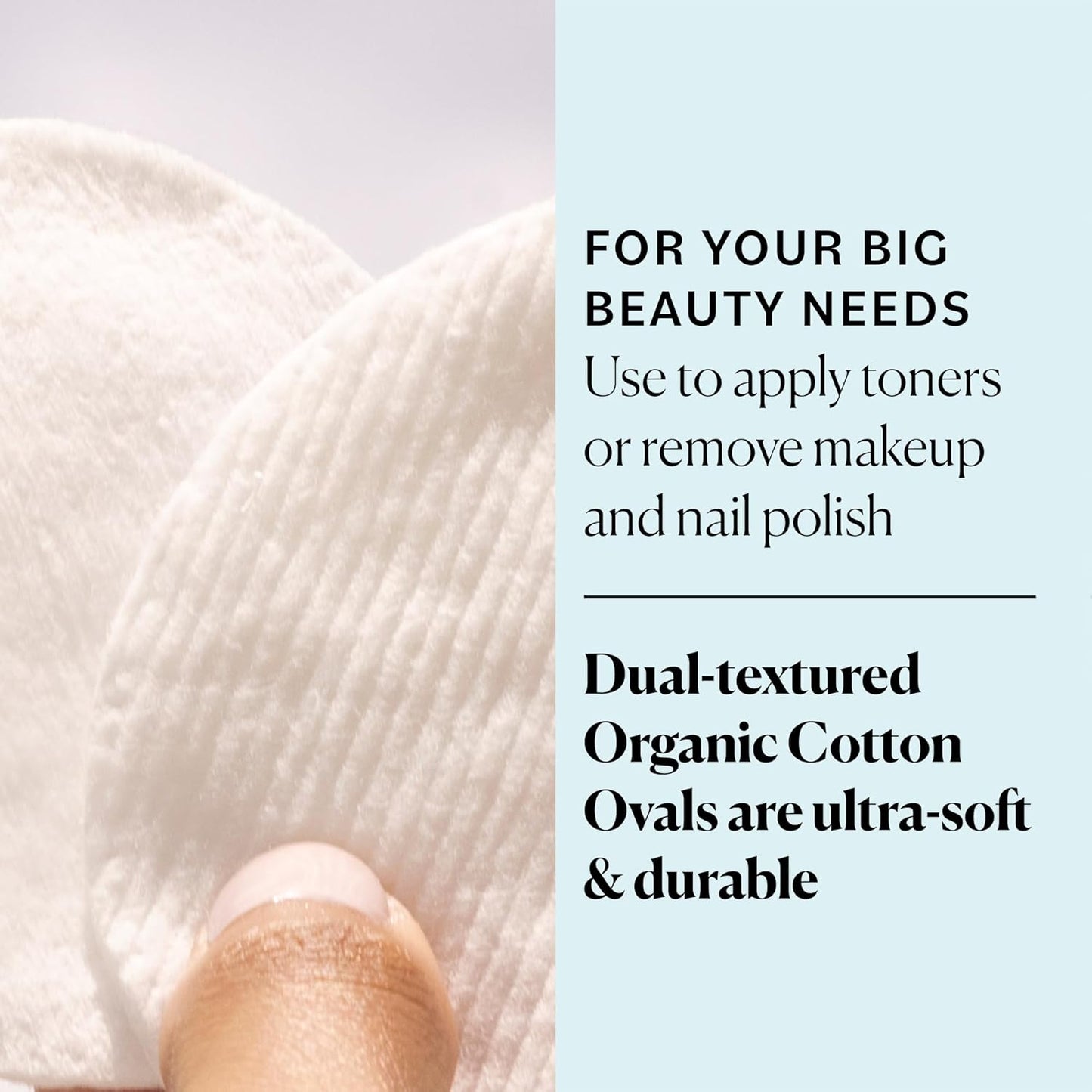 Organic Large Oval Cotton Pads, 100% Pure Organic Cotton, GOTS Certified Cotton, Dual Textured Design, for Makeup Removal, Cleansing, Toner Application W Ebook