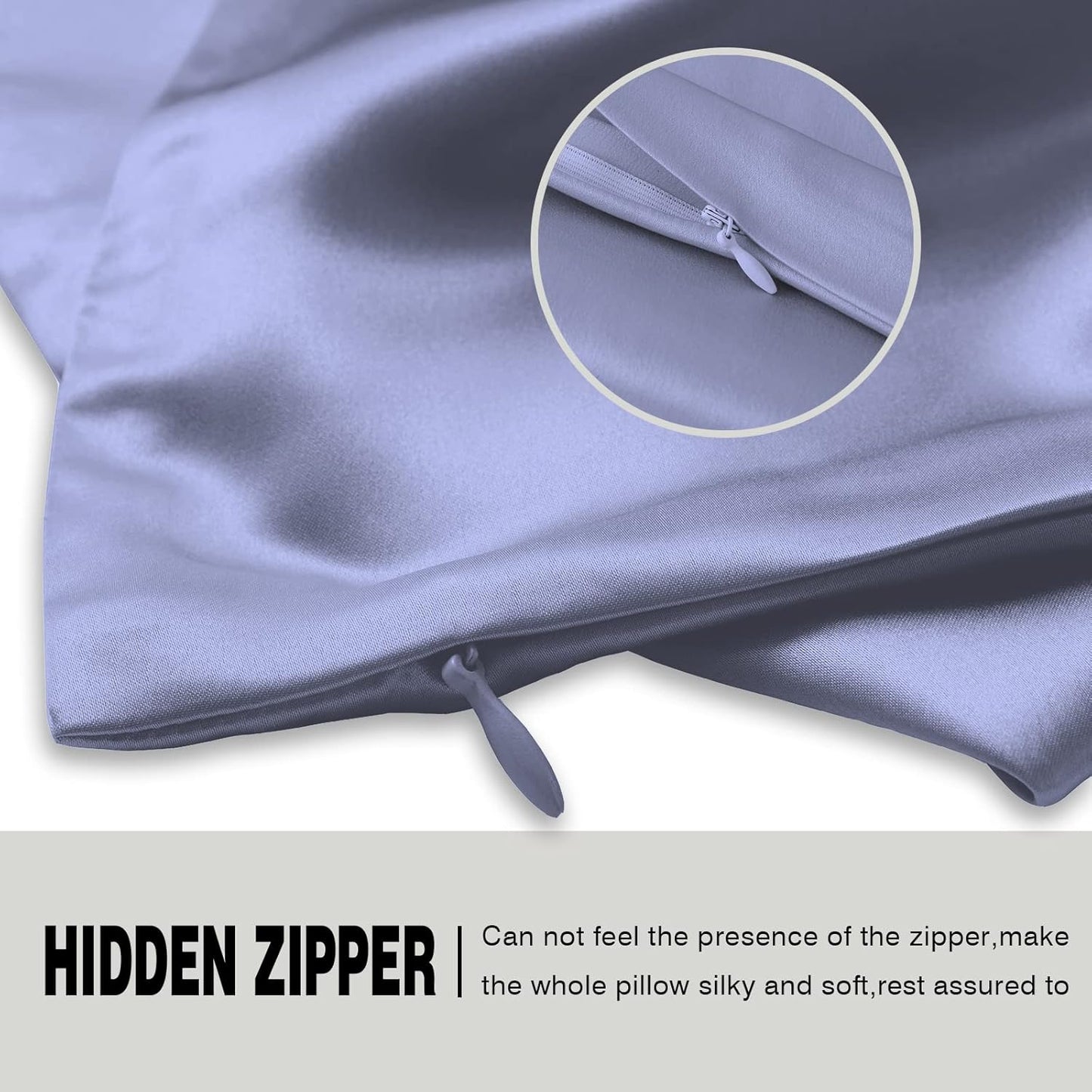 Natural Mulberry Silk Pillowcase for Hair and Skin Standard Size 20"X 26" with Hidden Zipper Soft Breathable Smooth Cooling Pillow Covers for Sleeping(Grayish Blue,1Pcs)