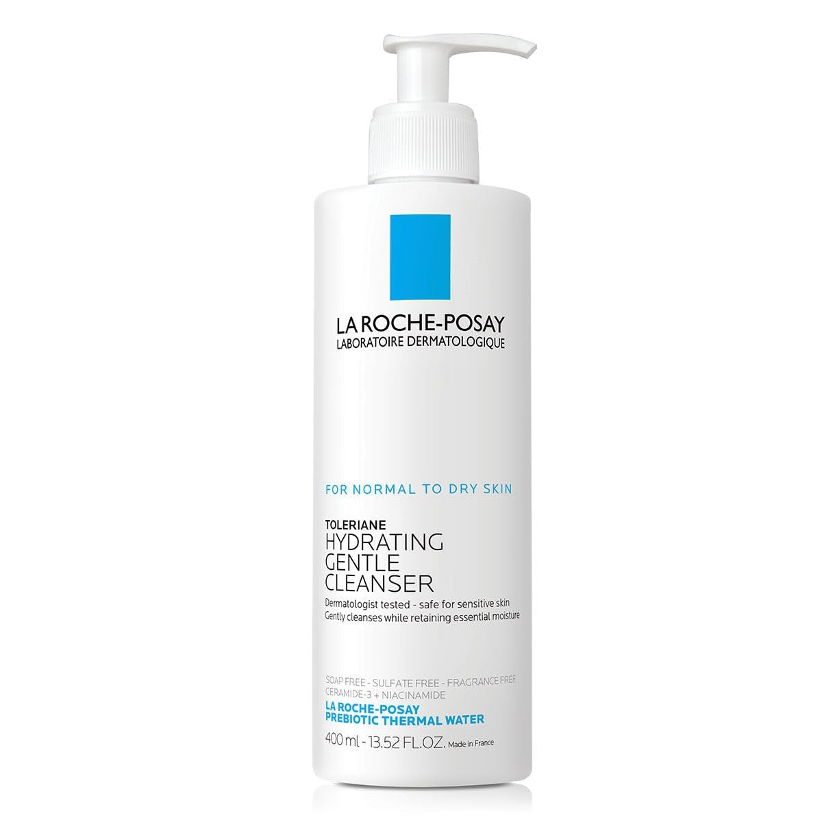 Toleriane Hydrating Gentle Face Cleanser, Hydrating Facial Cleanser with Niacinamide + Ceramides, Daily Face Wash for Dry Skin to Normal Skin, Sensitive Skin Tested, Fragrance Free