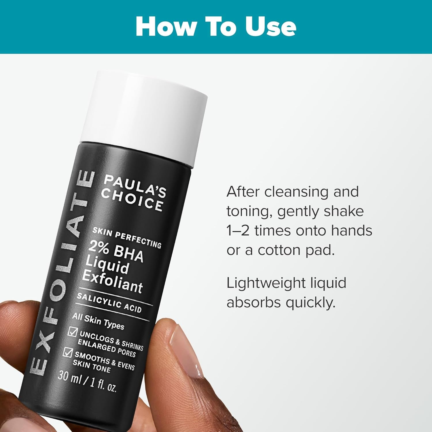 SKIN PERFECTING 2% BHA Liquid Exfoliant Polish, Salicylic Acid Exfoliant-Facial Polish for Enlarged Pores, Wrinkles & Fine Lines, Suitable for Blackhead-Prone Skin, Fragrance-Free