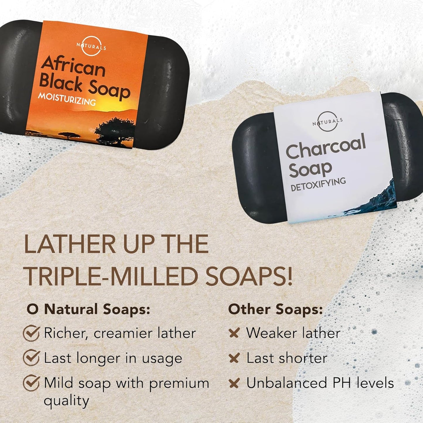100% Natural Bar Soap - Gift Set - Organic Ingredients & Essential Oils - Spa Gifts for Women & Men, Body Wash & Face Soap - 6PC Black Soap Collection