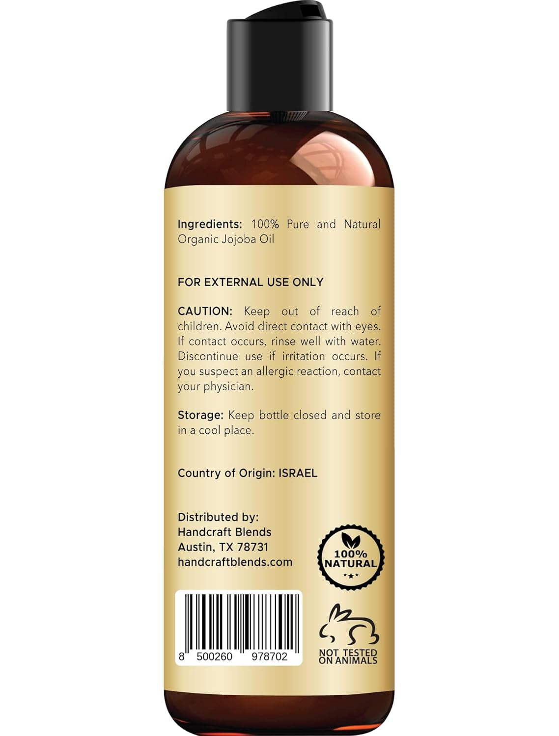 USDA Organic Jojoba Oil | Cold-Pressed | 8 Fl Oz | 100% Pure & Natural | for Hair, Skin & Face | Premium Grade Carrier Oil | for Massage & Aromatherapy | Hexane-Free