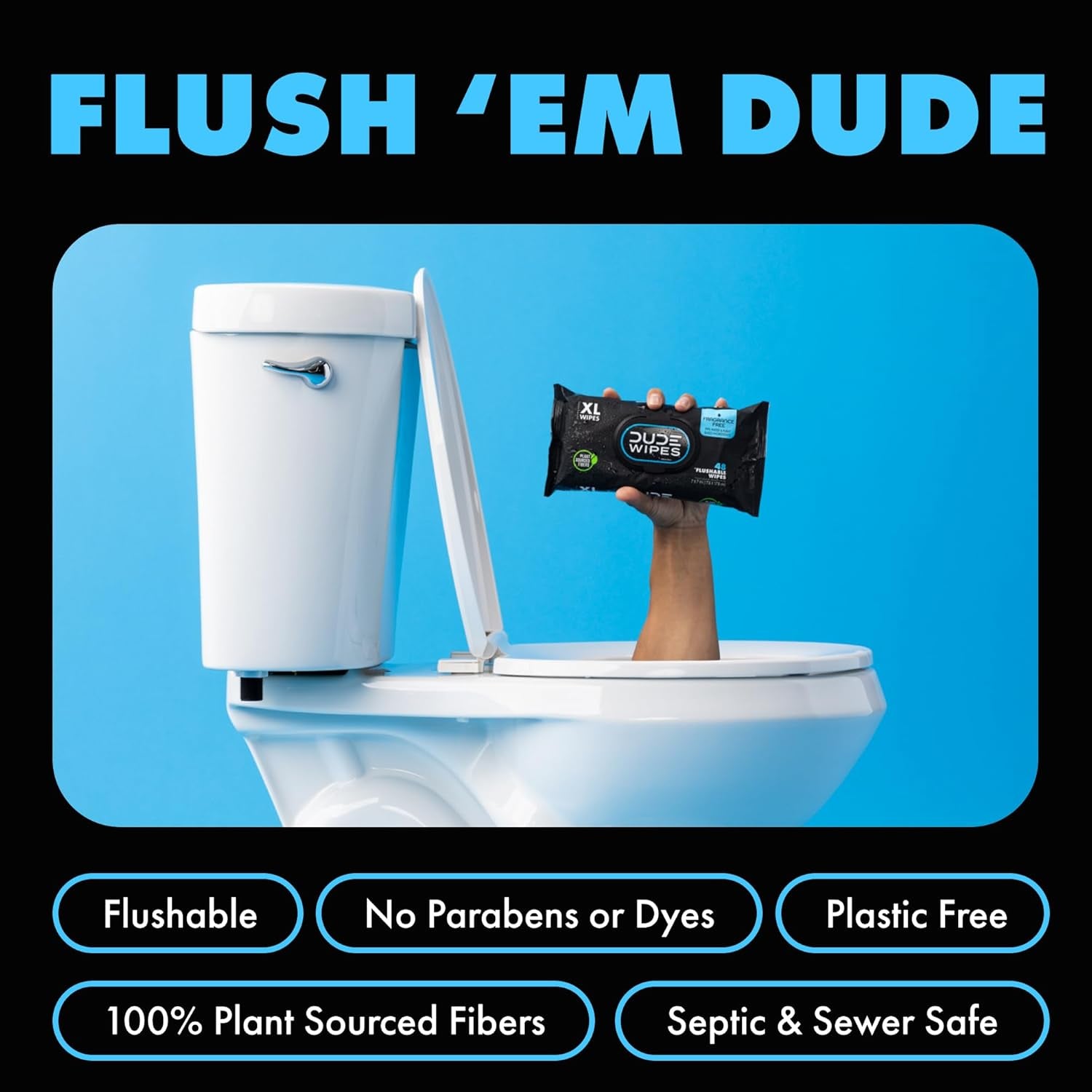 - Flushable Wipes - 6 Pack, 288 Wipes - Unscented Extra-Large Adult Wet Wipes - Vitamin-E & Aloe - Septic and Sewer Safe