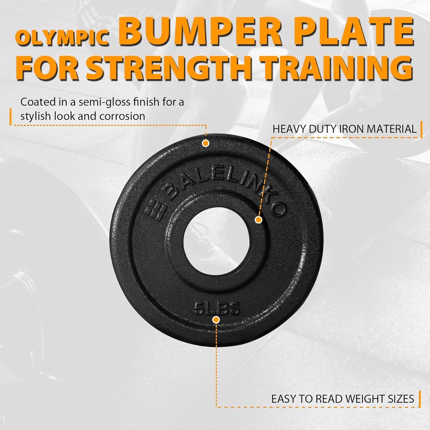 Cast Iron 2-Inch Olympic Grip Plate Weight Plate for Strength Training, Weightlifting and Crossfit, Set of 2, 5LB, Black