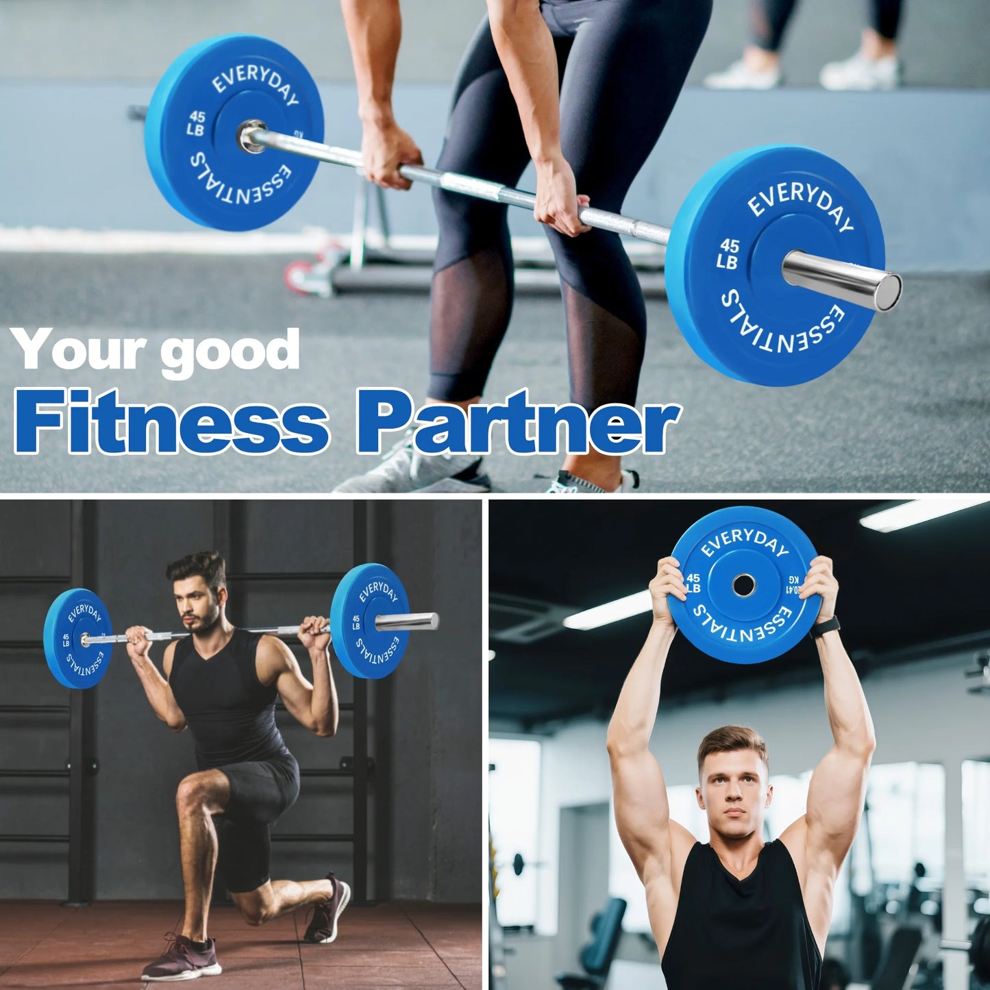 (3 Pack)  Olympic Bumper Plate Weight Plate, 45 Lbs Pair Color
