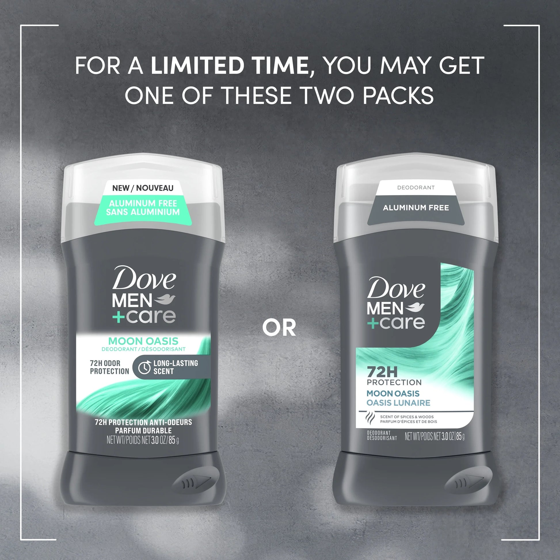 (3 Pack)  Deodorant for Men Moon Oasis Aluminum-Free, 3.Oz