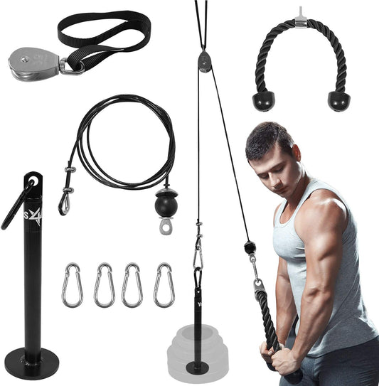 Weight Plate Loading Pin 1 Inch and 2 Inch, Fitness LAT Cable Pulley System Gym, Heavy Duty Gym Equipment for Home with Tricep Rope Cable Attachment