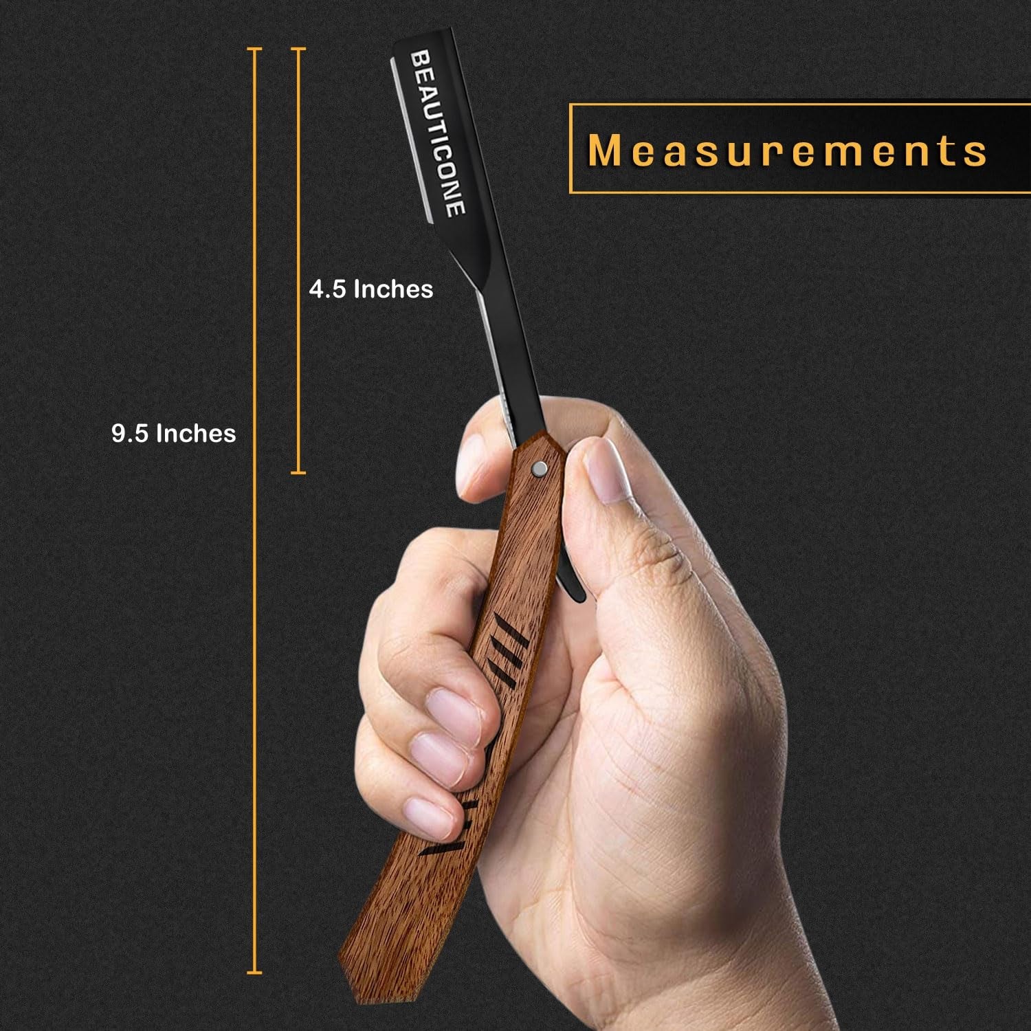 Straight Razors for Men, Straight Edge Razor with 100 Single Edge Blades, Stainless Steel, Barber Razor for Men'S Shaving, Barber Shaving Knife, Wooden Handle, Slide-Out